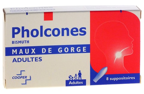 Pholcones suppositoire Mal de gorge pour adulte - Bismuth - Angine