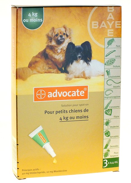 Advocate Petit Chien De 4kg Spot On 3 Pipettes