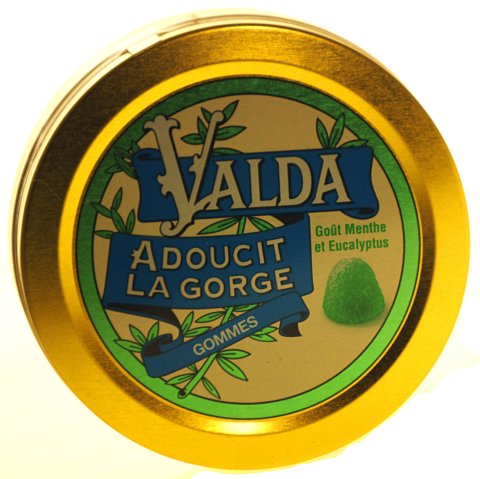 Mal de Gorge: Valda Pastilles Menthe Eucalyptus Sans Sucre Boite de 50g